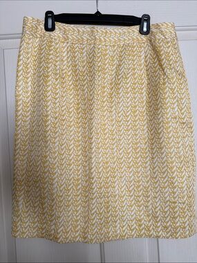 Banana Republic Linen Blend Yellow and White A-Line Skirt